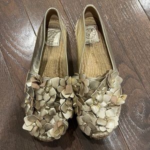 Tory Burch gold espadrilles